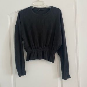 Zara Charcoal Long Sleeve Ribbed Sweater top